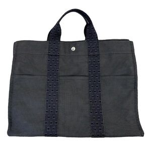 Hermès AUTHENTIC Grey Herline Fourre Tout Toile H MM Large Canvas Tote Bag